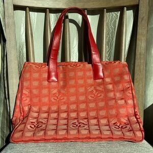 Chanel Red Travel Line Tote